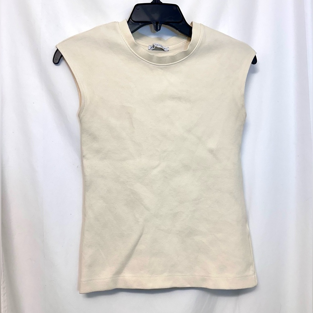 ZARA Cream Sleeveless Top Size Medium Minimalist